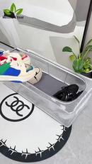 Com zíper Caixa de armazenamento empilhável para sapatos, caixa de armazenamento transparente multifuncional em concha
