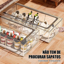 Com zíper Caixa de armazenamento empilhável para sapatos, caixa de armazenamento transparente multifuncional em concha