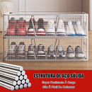 Com zíper Caixa de armazenamento empilhável para sapatos, caixa de armazenamento transparente multifuncional em concha